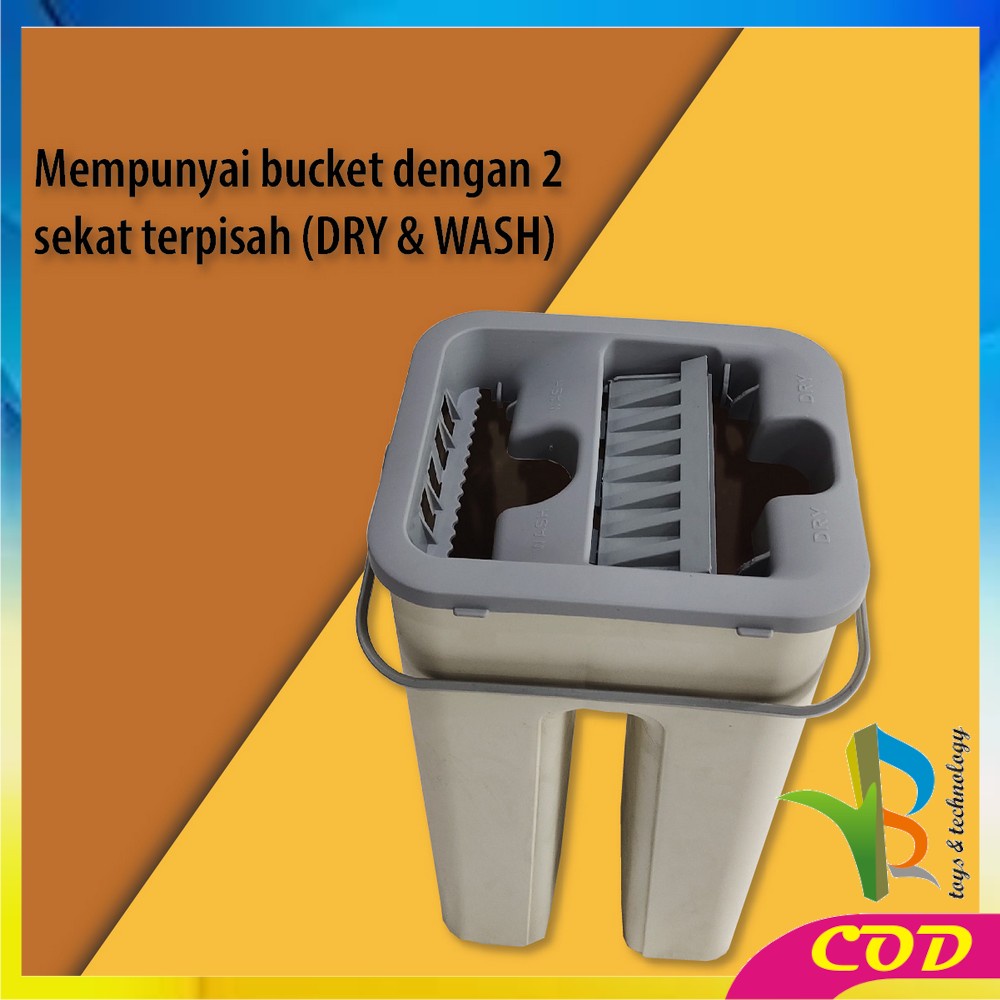 RB-C527 Pel Lantai Ember Petak Praktis Multifungsi / Kain Pel Pembersih Lantai / Mop Scratch Flat With Bucket