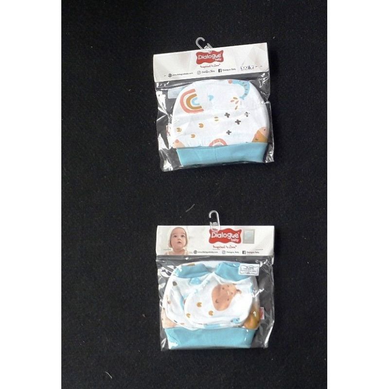 Dialogue Topi + Sarung Tangan Kaki Motif Print Rip / Topi &amp; Sarung Tangan Kaki Bayi