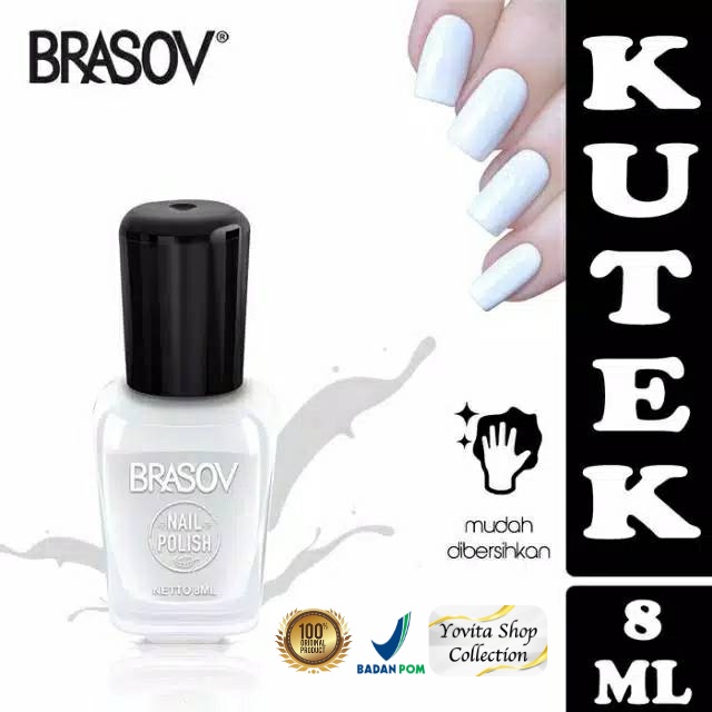 Kutek Brasov Putih Halal Murah 8ml | Cat Kuku Nail Polish 8ml BPOM