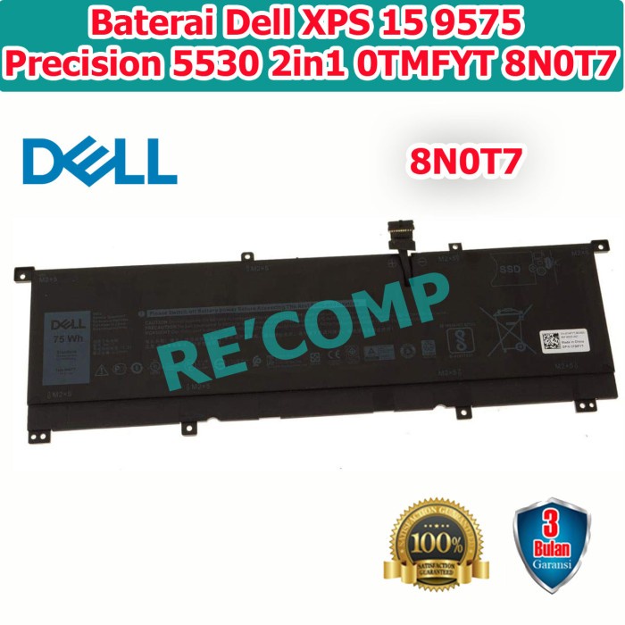Baterai Dell XPS 15 9575 Precision 5530 2in1 0TMFYT 8N0T7