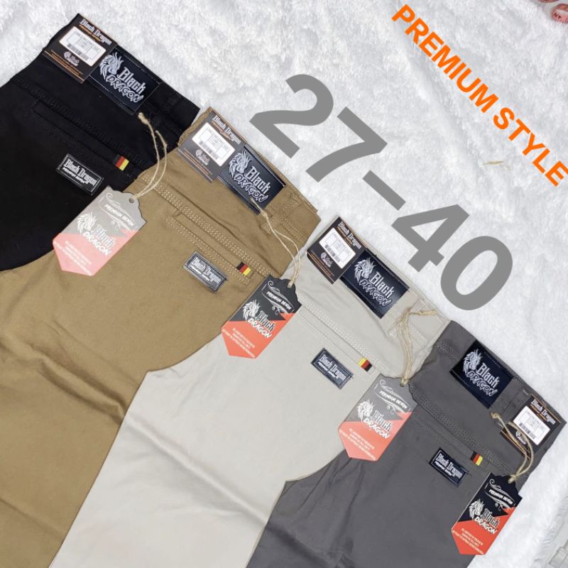 PROMO CELANA PANJANG CHINO PREMIUM BLACK DRAGON