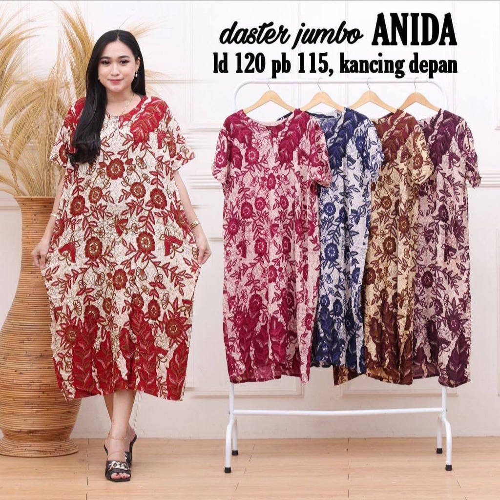 Daster Jumbo Busui Kancing Depan Ld 120 Bahan Rayon Wanita Bumil Lengan Pendek Kekinian