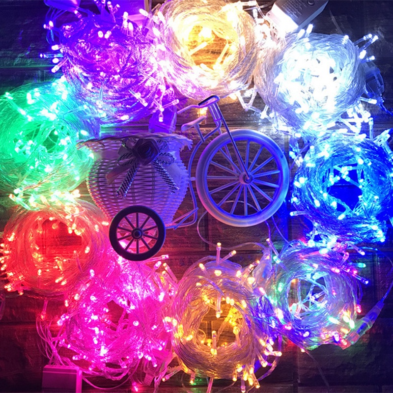 Lampu string 100 Led 10M Warna-Warni Untuk Dekorasi Pohon Natal