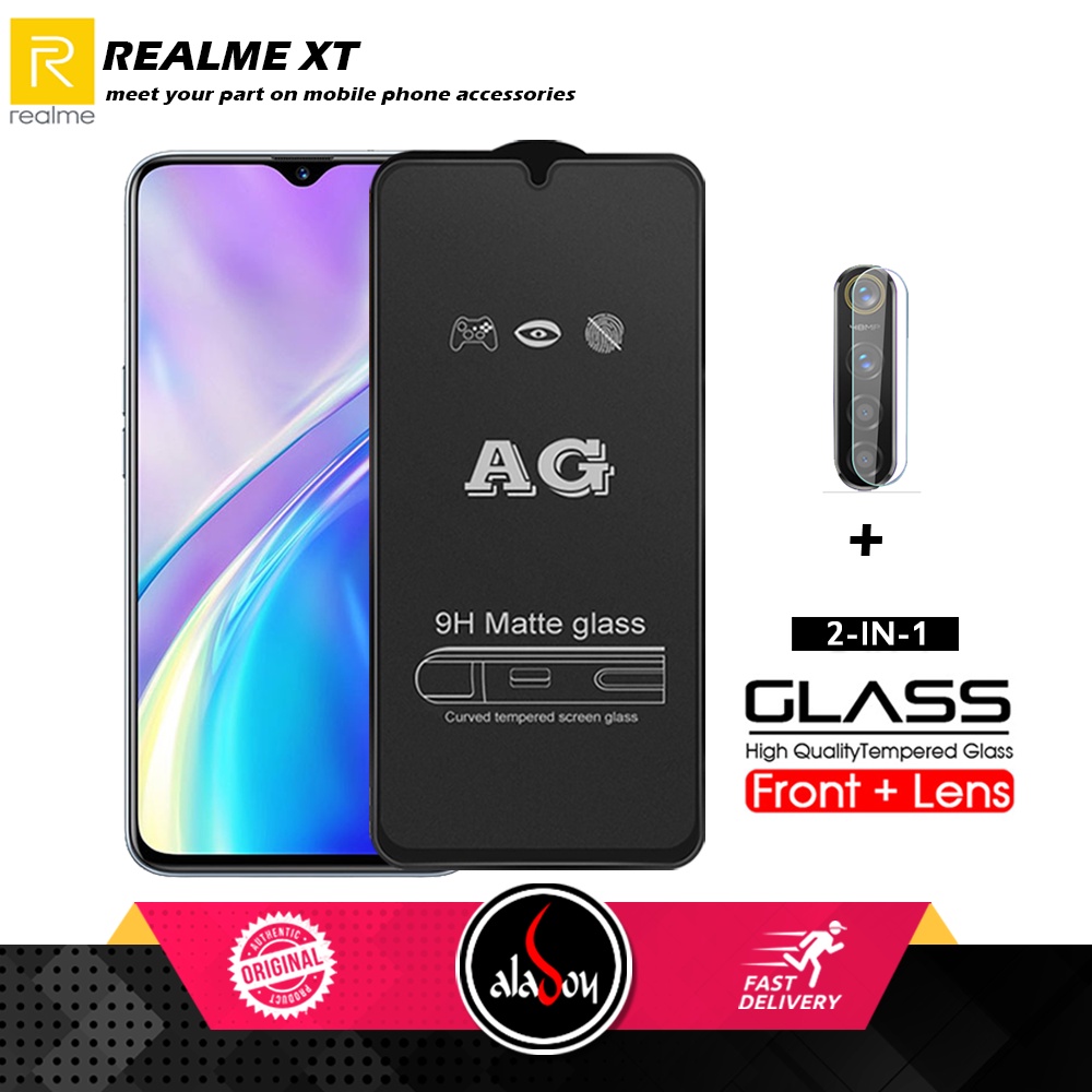 Realme XT PAKET 2IN1 Tempered Glass Matte Anti Glare Full Layar dan Tempered Glass Kamera