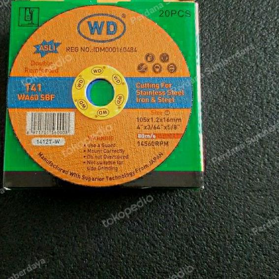 Batu Potong WD 4" Tipis 1 box isi 20 pcs / Gerinda Potong WD 1 box