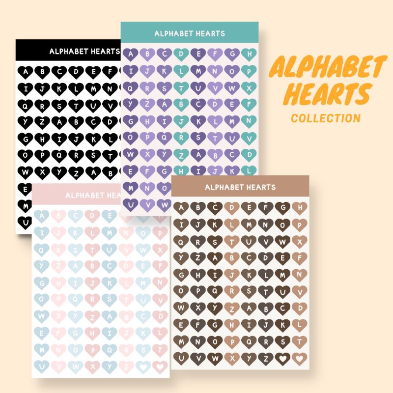 

Alphabet Hearts Sticker | sticker alphabet | sticker aesthetic | sticker huruf | sticker jurnal