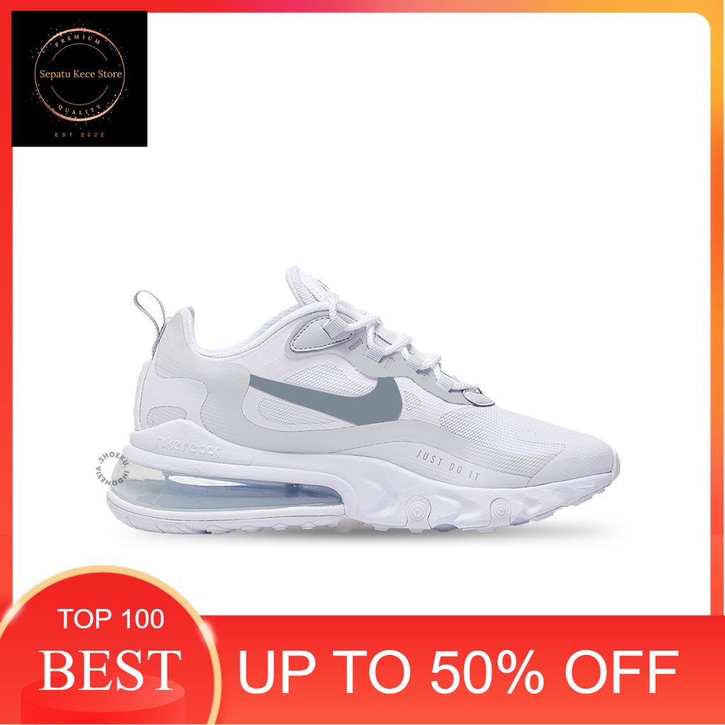 Sepatu Sneakers Nike Air Max 270 React Pure Platinum Import Original Pria Wanita