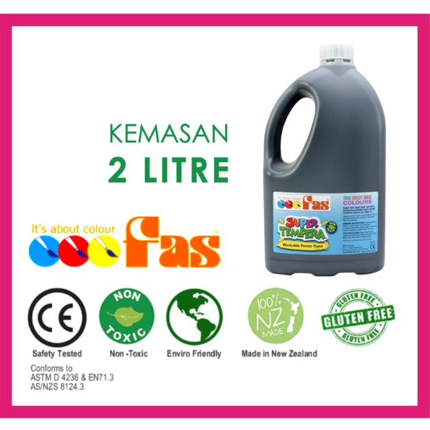 

FAS SUPER TEMPERA WASHABLE POSTER PAINT 2 LITER HITAM - BLACK