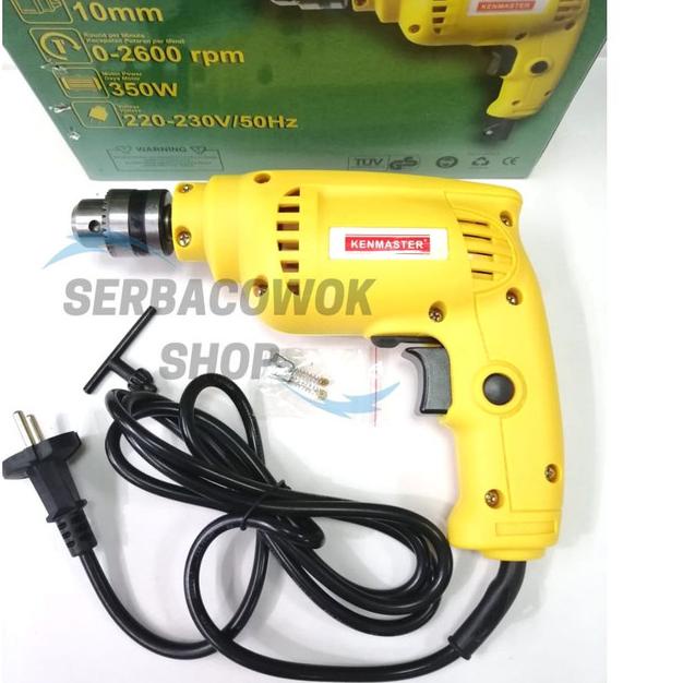 Mesin Bor Listrik Bor Tangan Kenmaster 10 Mm 2 Arah + Mata Bor Set