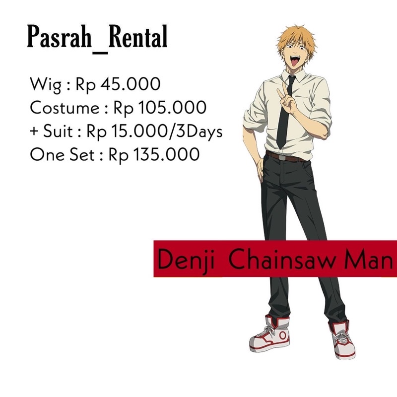 SEWA RENTAL KOSTUM / COSPLAY  DENJI CHAINSAWMAN