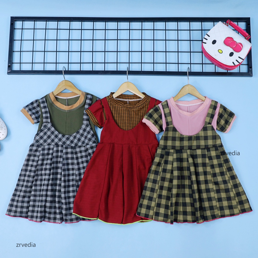 Dress Nagita size 1-2 Tahun / Dres Anak Perempuan Lengan Pendek Murah Baju Balita Adem Grosir
