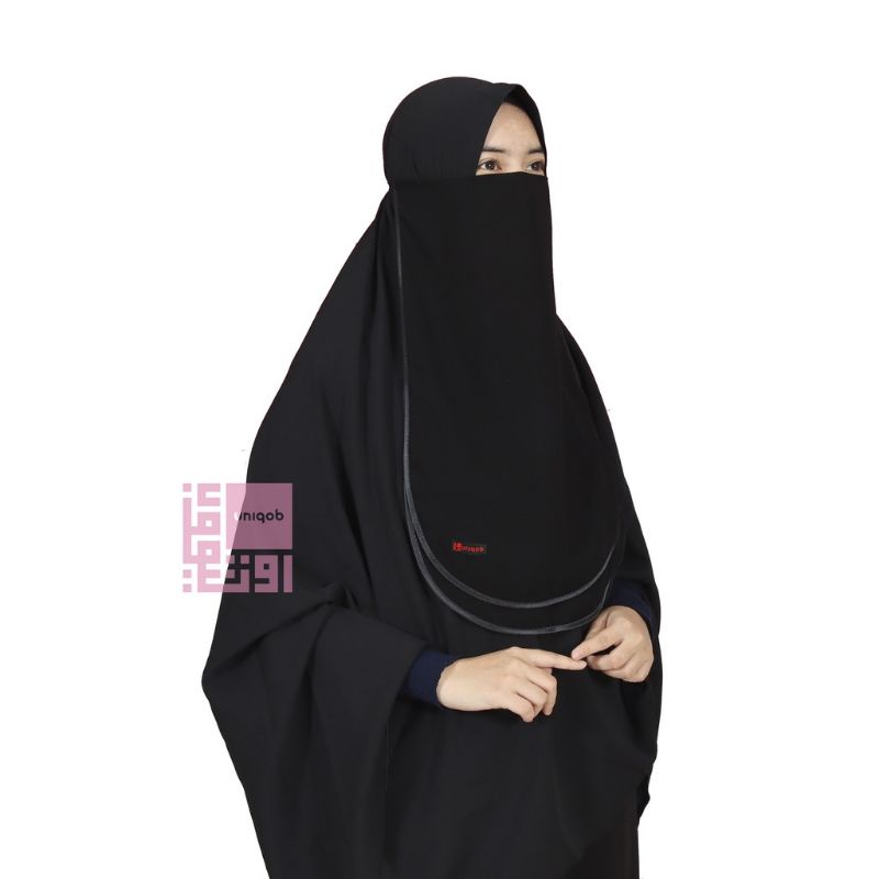 CADAR MAKASSAR NIQOB TALI BISBAN  2 LAYER SIFON SILK TANPA JAHITAN BAWAH MATA