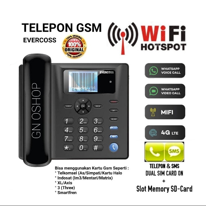 Tele pon G S M Wi fi Hot spot -Evercoss DS01 Desk Phone