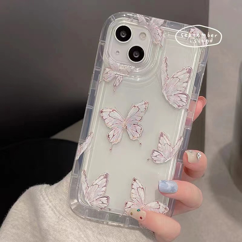 Butterfly Soft Case Silikon TPU Transparan Motif Kupu-Kupu Untuk IPhone 14 13 12 11 Pro XS Max X XR 8 7 6 6S Plus