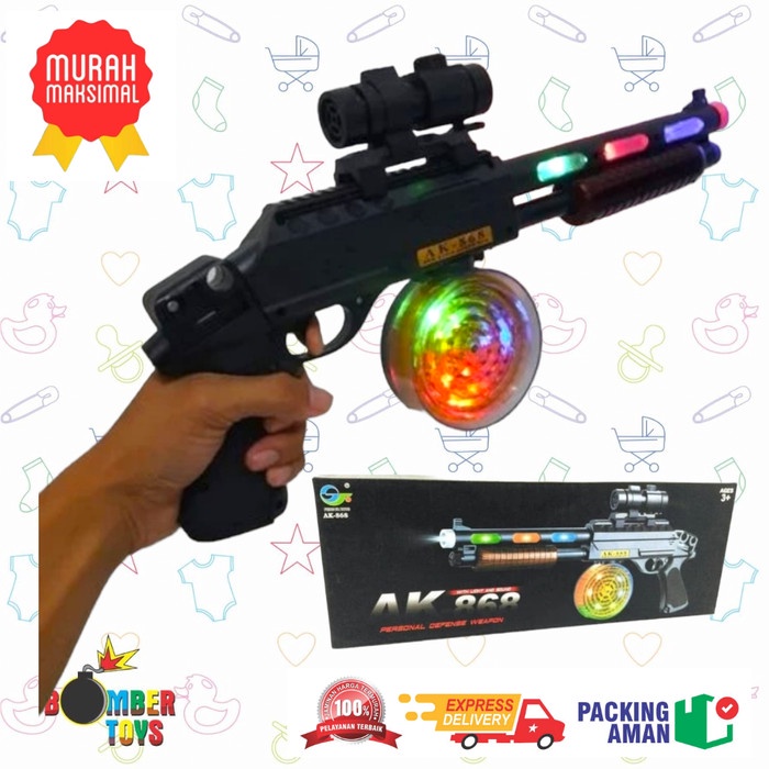 Mainan Anak Senapan Besar AK 868 With Light and Sound LED Bullet Murah