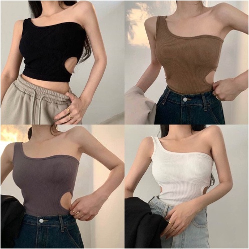 TJM BR110 Bra Tanktop Satu Shoulder Wanita Crop Kamisol Fashion Korean