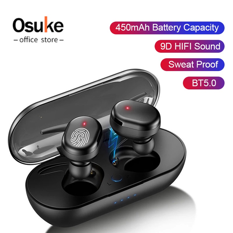 (COD)TWS Headset Bluetooth 5.0 9D Stereo Touch Smart Wireless Earphone With Microphone Power Bank