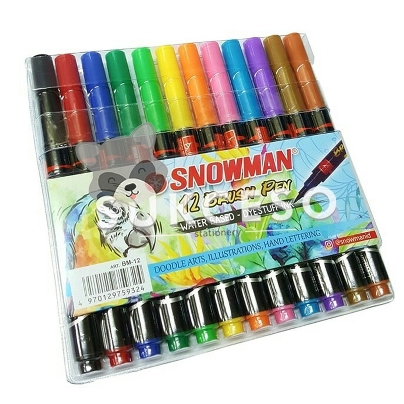 

Snowman Brush Pen 12 Colors Set Murah