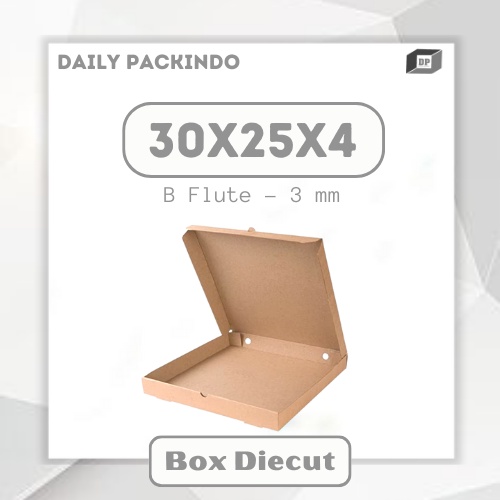 

Kardus/Dus/Packaging/Corrugated/Box Pizza Diecut Ukuran 30X25X4 Cm Polos Baru