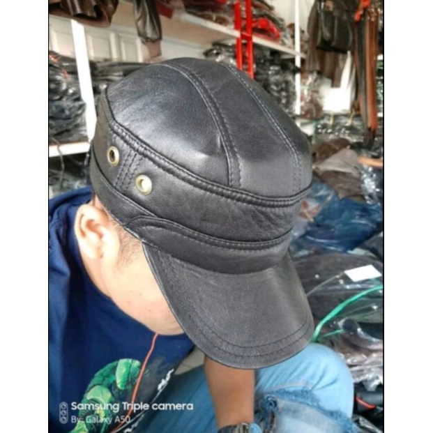 TOPI KULIT KOMANDO BIASA, TOPI PRIA, TOPI KULIT, TOPI KEREN