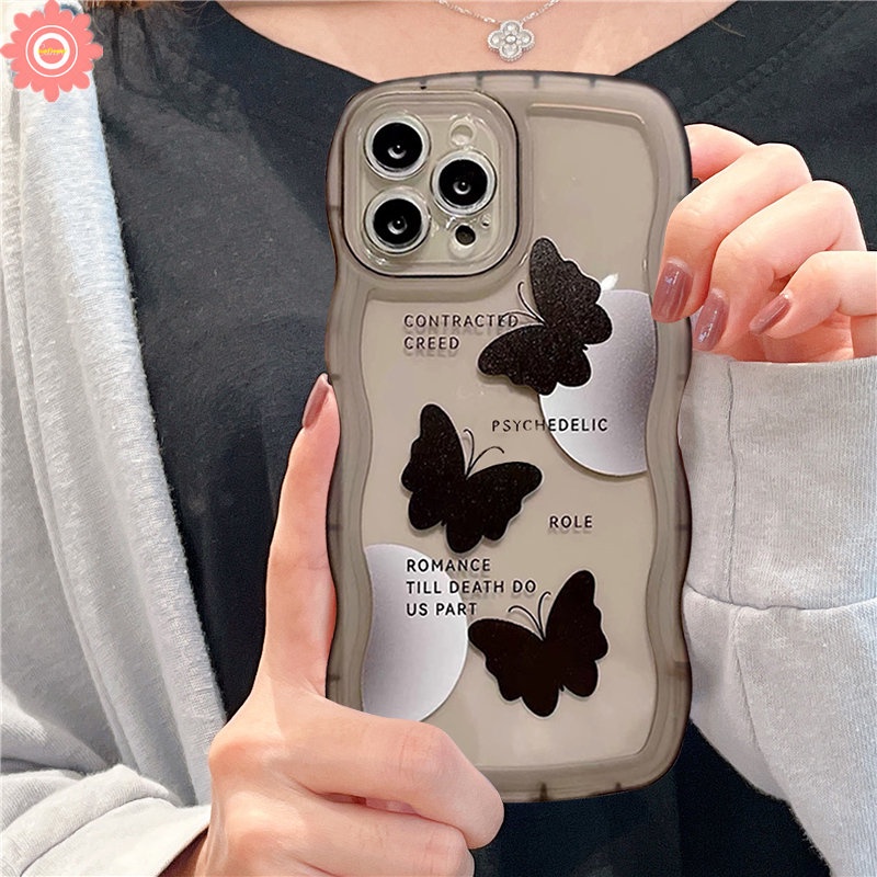 Romance Soft Case Desain Kupu-Kupu Hitam Untuk OPPO A17 A55 A7 A15 A54 A96 A95 A17k A16s A57 A77s A74 A16K A16 A12 A1k A72 A5 A76 A15 A35 A2 A5 A6S A57 A77s A57 A77s A73 A52 A3s A35 A12