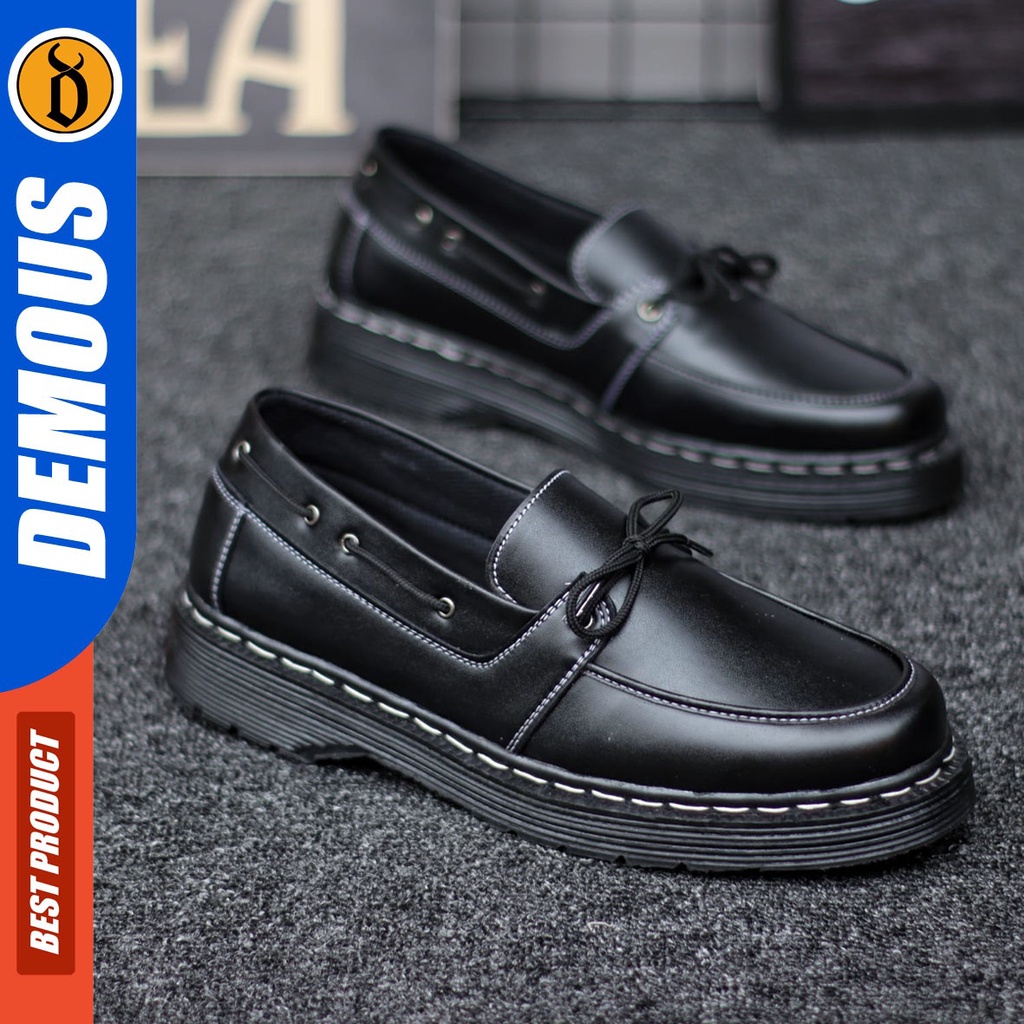 DEMOUS Vai - Sepatu Loafers Docmart Low Boots Pantofel Formal Kerja Pria