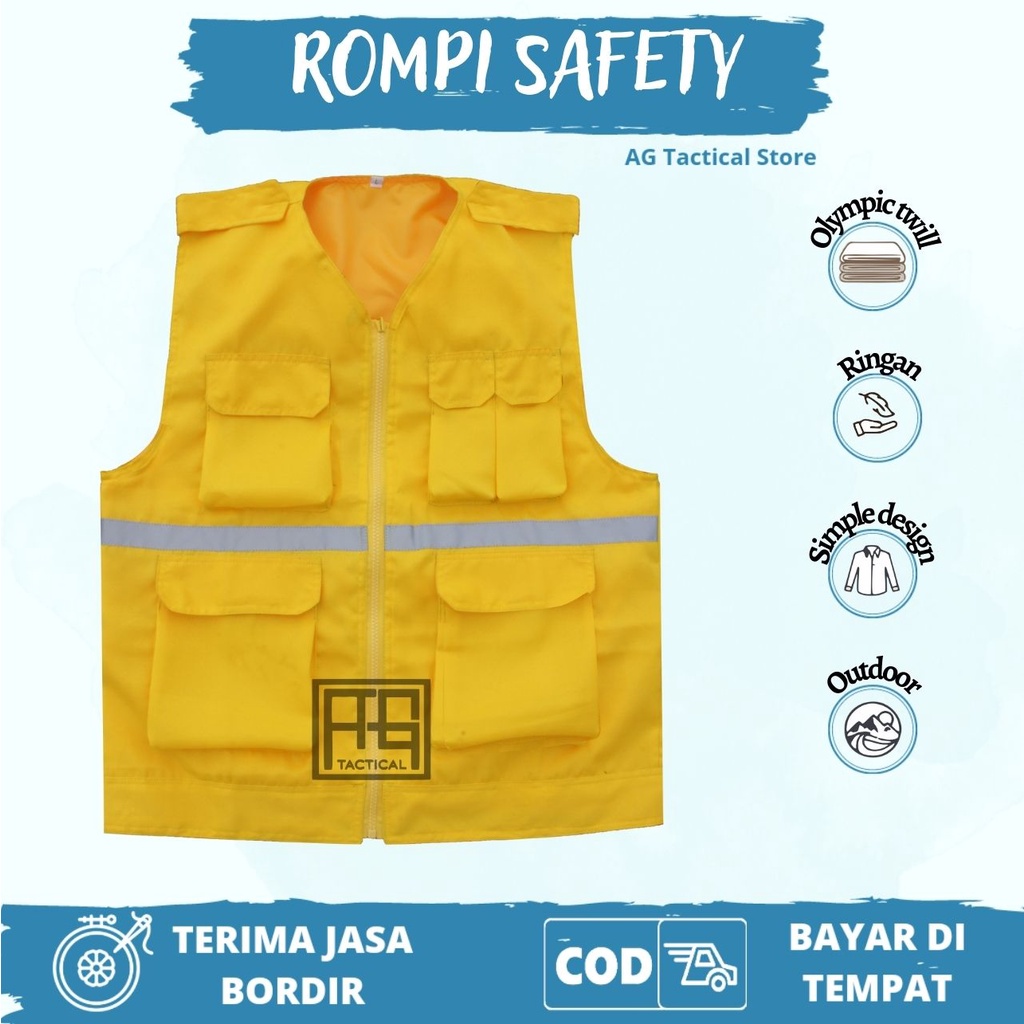 Rompi Proyek - Rompi Safety - Rompi Tambang - Rompi kain - Rompi K3 - Rompi Stabilo