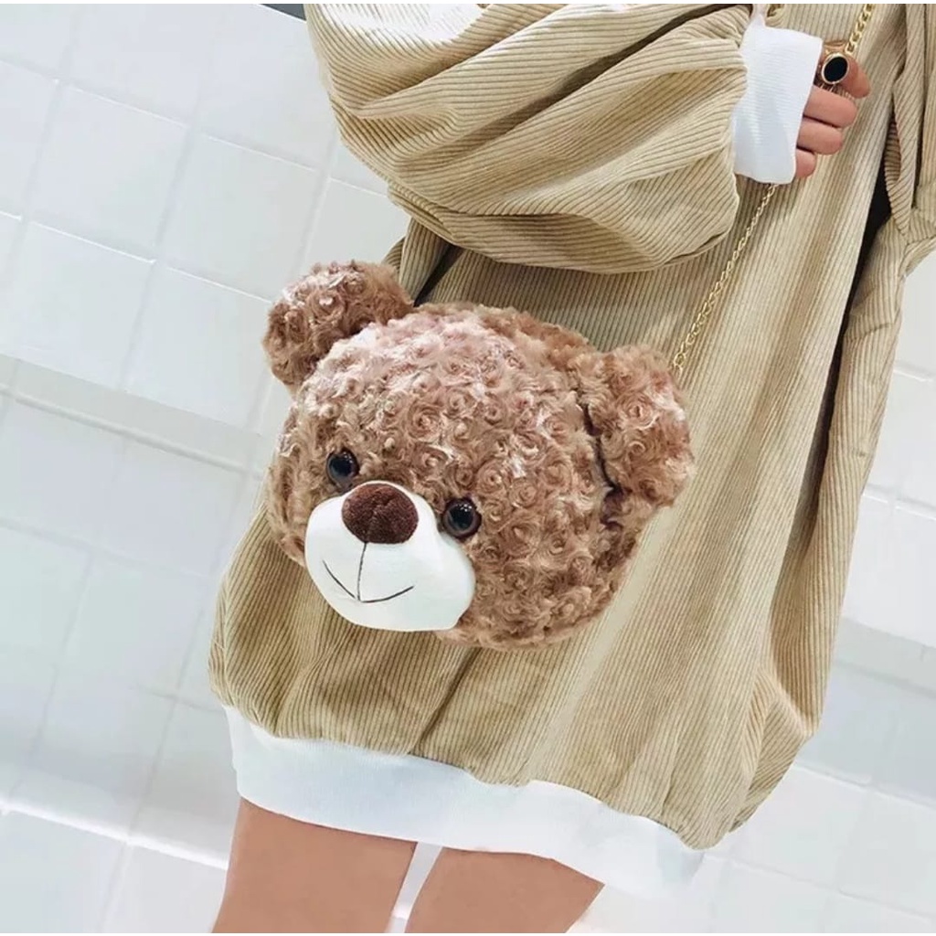 Teddy Bear Tas_Tas Selempang Boneka_Tas Selempang Bulu_Tas Wanita Tas Bahu COD