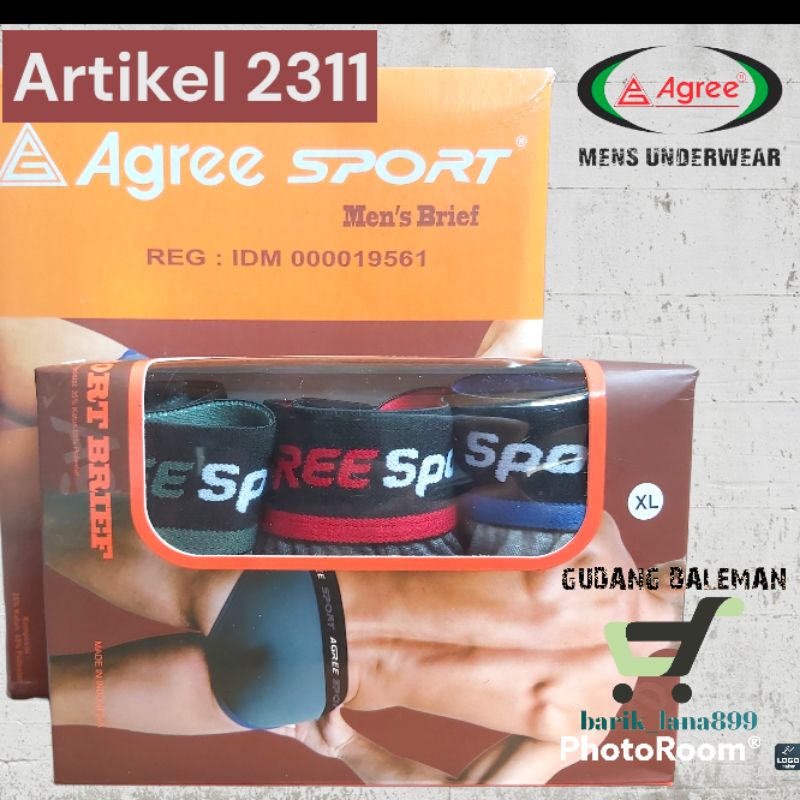 AGREE SPORT 2311 Karet Luar[3pcs] Celana Dalam Pria BEST Seller-Pakaian Dalam Pria