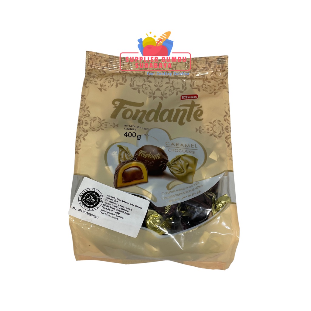 Elvan Fondante Chocolate Coklat Caramel Fudge Milk Fondant Turki 400g