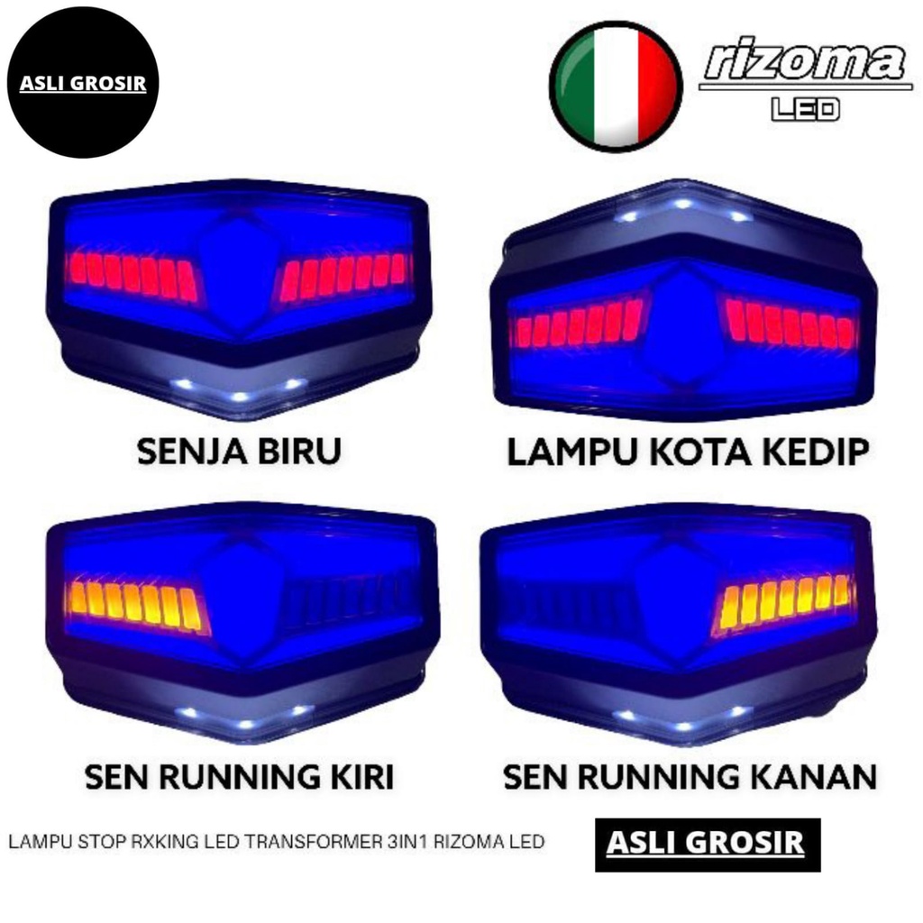 Stoplamp Lampu Stop Belakang RX King 3 in 1 Set Rizoma Racing Transformer New Biru Merah