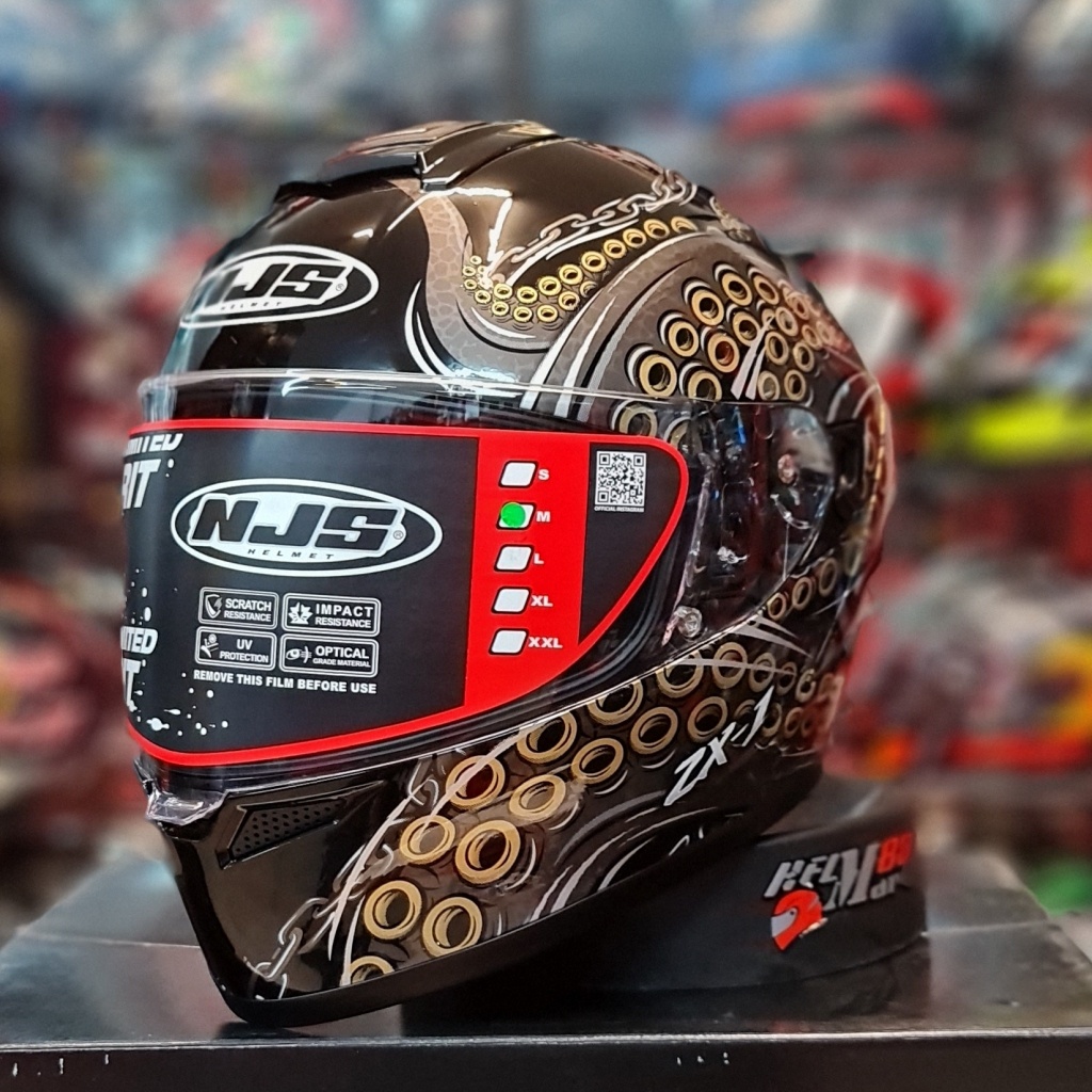 NJS ZX-1 KRAKEN Hitam Gloss/Doff - Helm Full Face Helm NJS ZX1