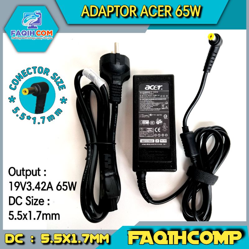 Adaptor Acer Aspire 2920 2930 4732 4736 4738 4739 4750 4740 4741 4710 E1-421 E1-431 E1-451 E1-471 19V 3.42A 65W