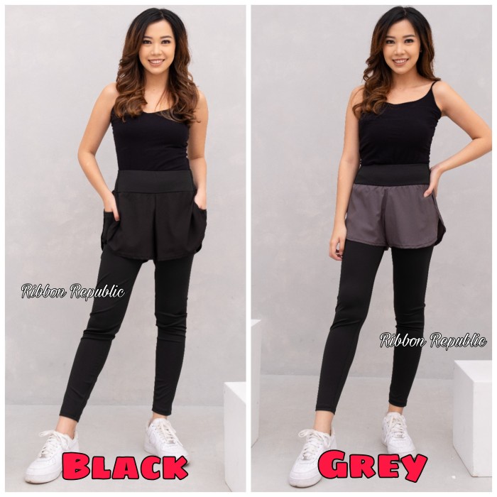 Legging Celana Sport 2 In 1 Legging Panjang Olahraga Wanita Senam Lari Sepeda