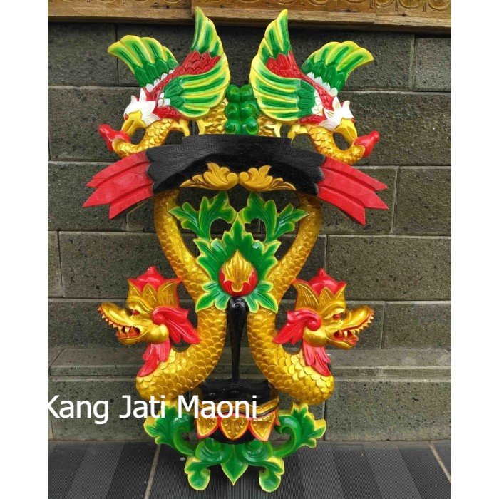 Blawong Dudukan Keris Model Dragon & Burung Warna Sunggingan