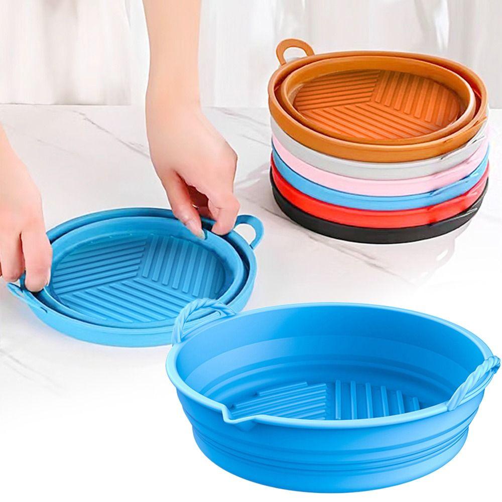 Solighter Round Silicone Pot Soft Cooking Pizza Plate AirFryer Aksesoris Baking Basket