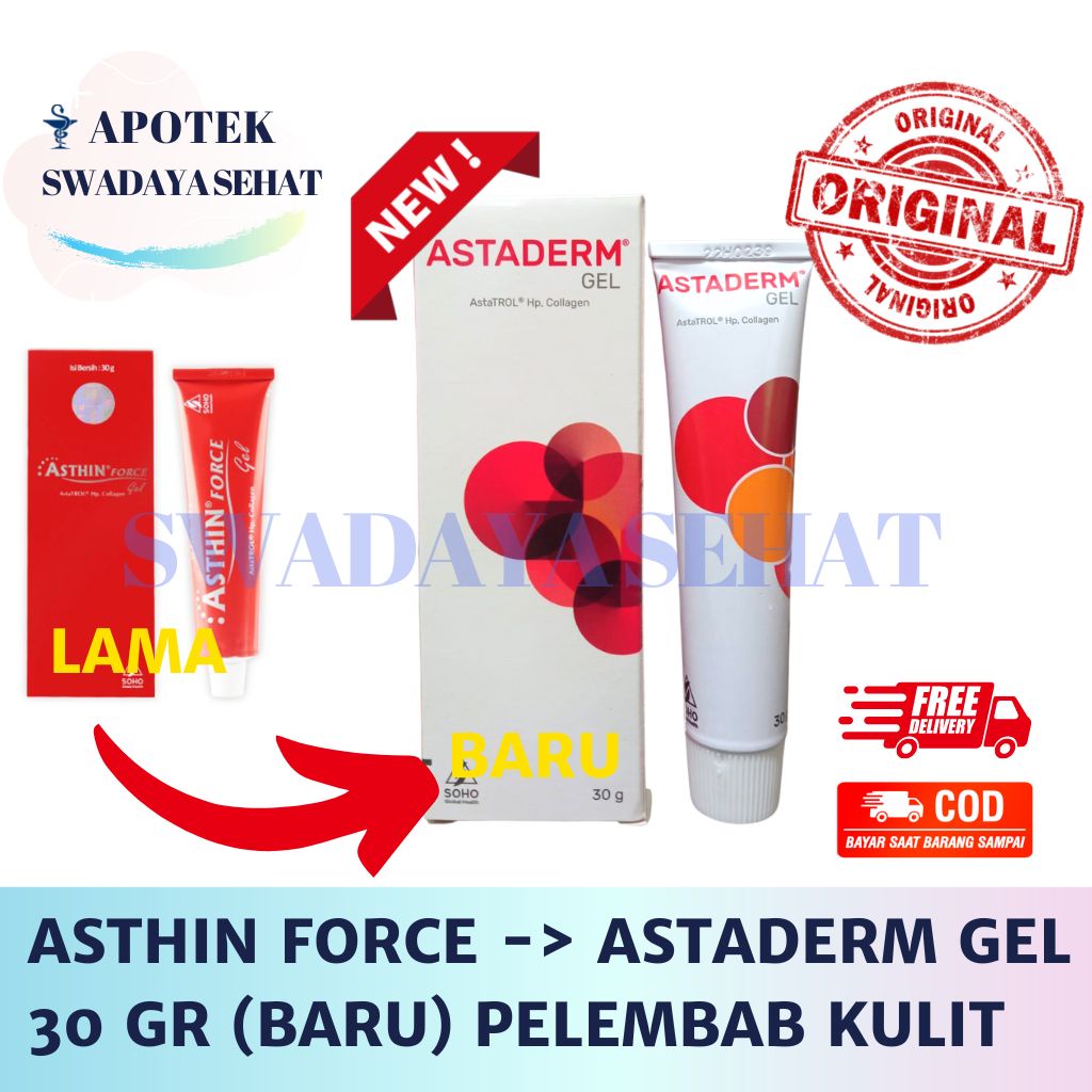 ASTADERM GEL Kemasan Baru Dari Asthin Force Gel Moisturizer Kulit Tube 30 GR Antioksidan