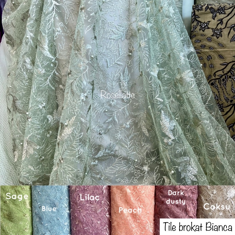 Kain Tile Brokat Bridesmaid Lilac Sage Green Murah