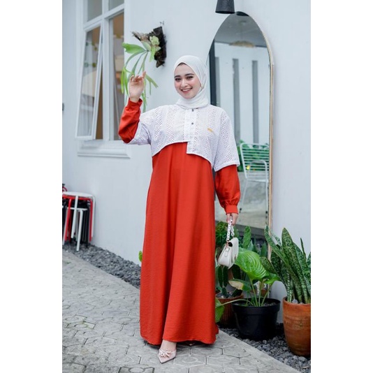 GAMIS BORDIR//BAHAN POLO LINEN MIX COTTON BORDIR//LD 120 CM