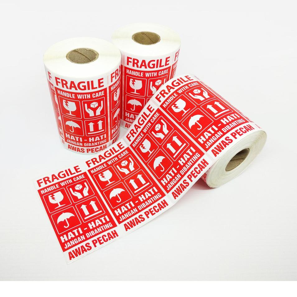 

Kekinian - Stiker Label Fragile Handle With Care Sticker Hati-Hati Awas Pecah 9.5 x 5 Cm 1 Roll/ 500 pcs .. .. ..