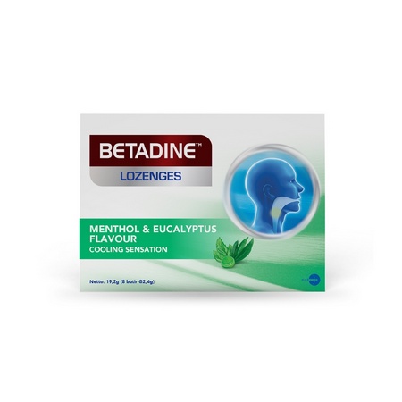 Betadine Lozenges 1PCS isi 8 butir - Permen Menthol / Permen Pelega Tenggorokan