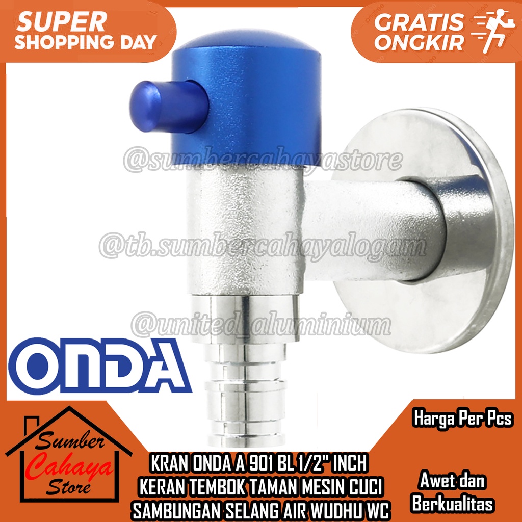 ONDA Kran Air Tembok Taman A 901 BI 1/2" In Inci Inchi Inch Keran SAMBUNGAN SELANG BAK WUDHU WC DIND