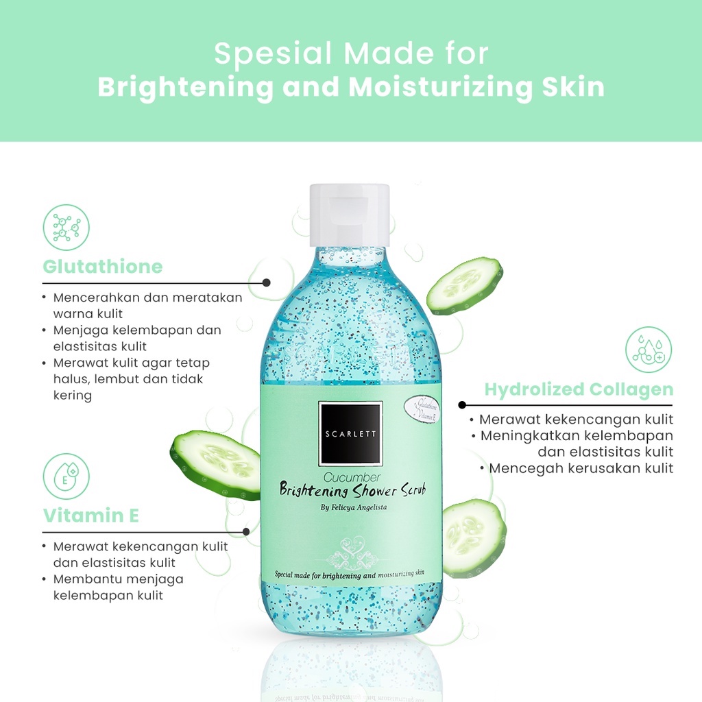 Scarlett Whitening Shower Scrub Cucumber 300 ml Lulur Mandi Pemutih