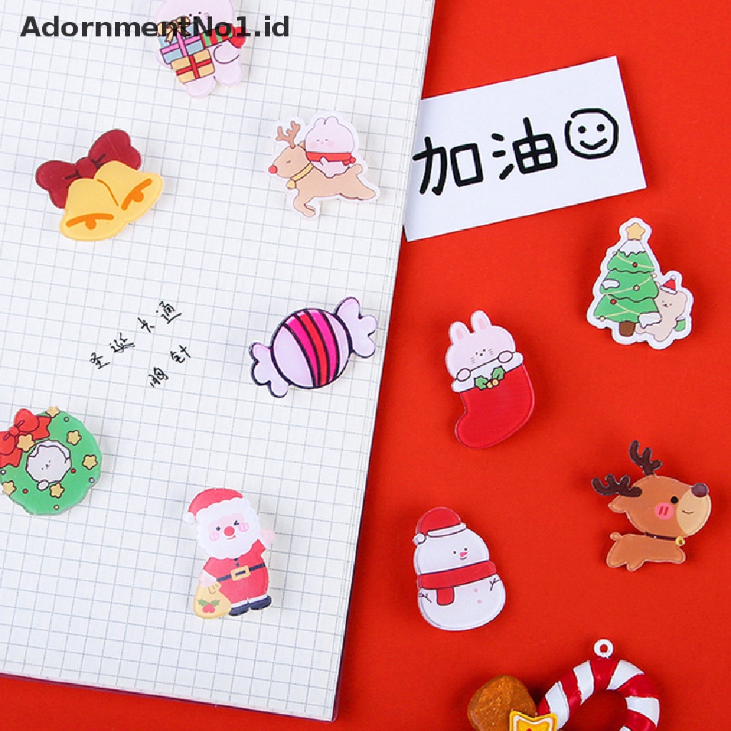 1pc Bros Pin Desain Santa Claus Elk Snowman Pohon Natal Lonceng Bahan Akrilik Untuk Aksesoris