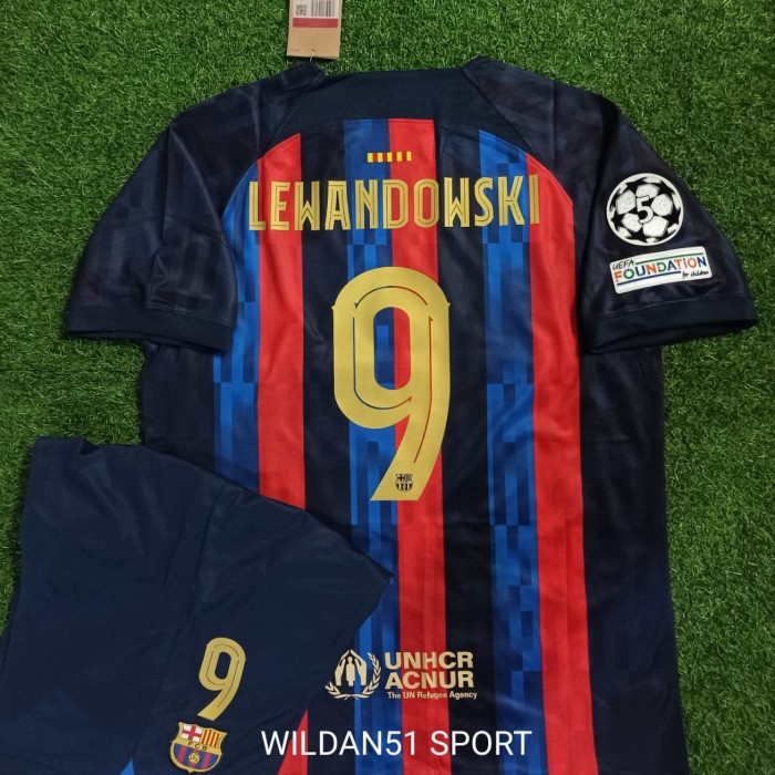 Setelan Jersey BARCA Home + Nameset + Patch 2022-2023 Grade Ori