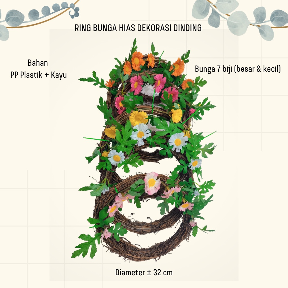 Ring Bunga Hias Plastik Dekorasi Dinding Pajangan Ornamen Rumah Tanaman Hias Artificial Flower Satu7an PBP125