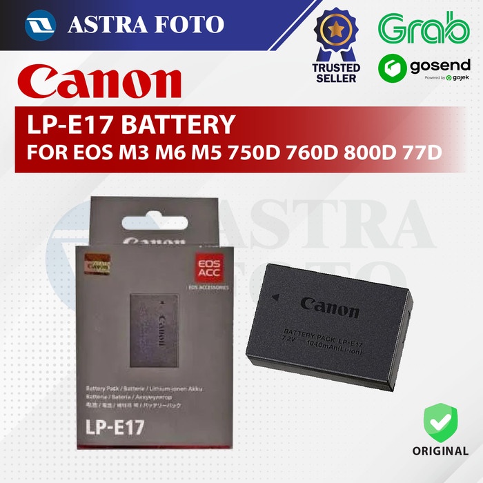Original Canon Battery Lp-E17 Baterai Eos M3 M6 M5 750D 760D 800D 77D