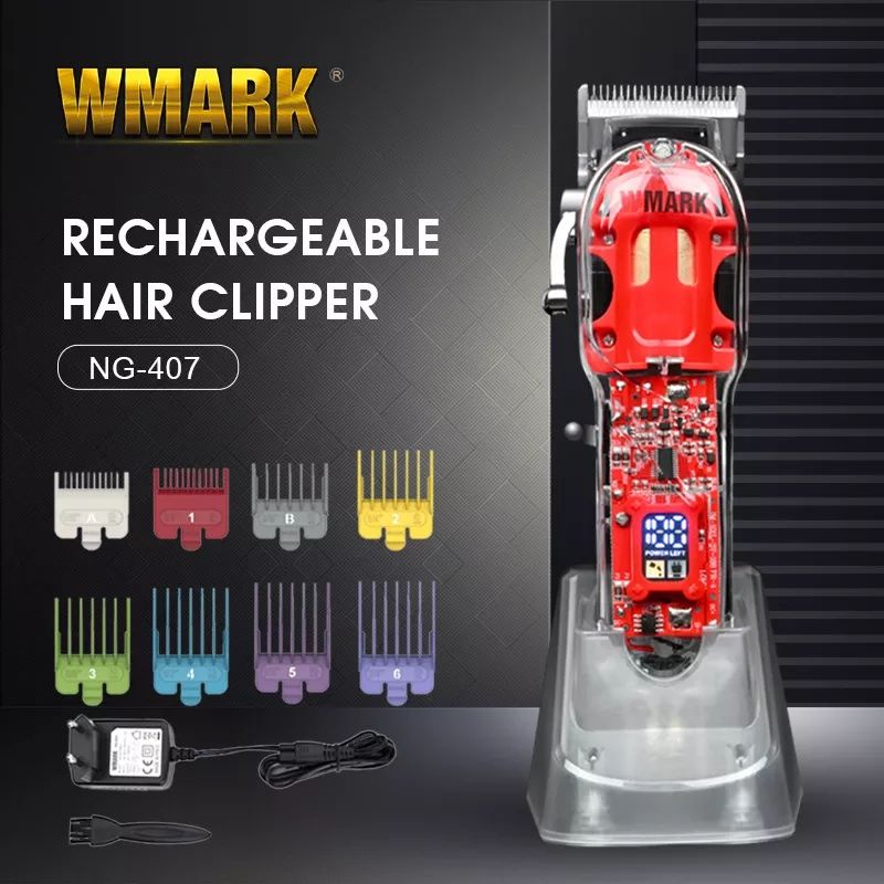 Mesin cukur rambut profesional wmark ng 407 original clipper cordless transparan