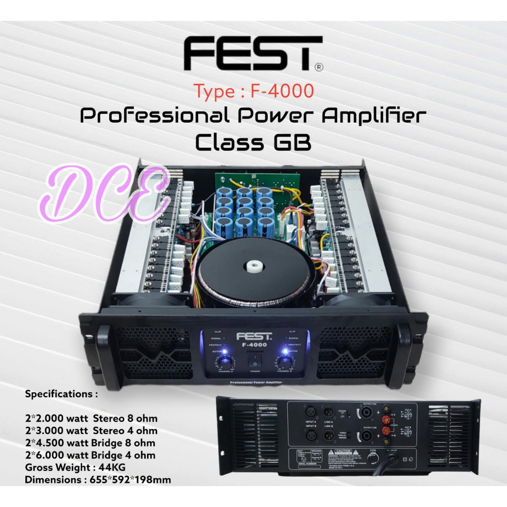 power amplifier fest f4000 fest f 4000 class gb 2x2000watt original