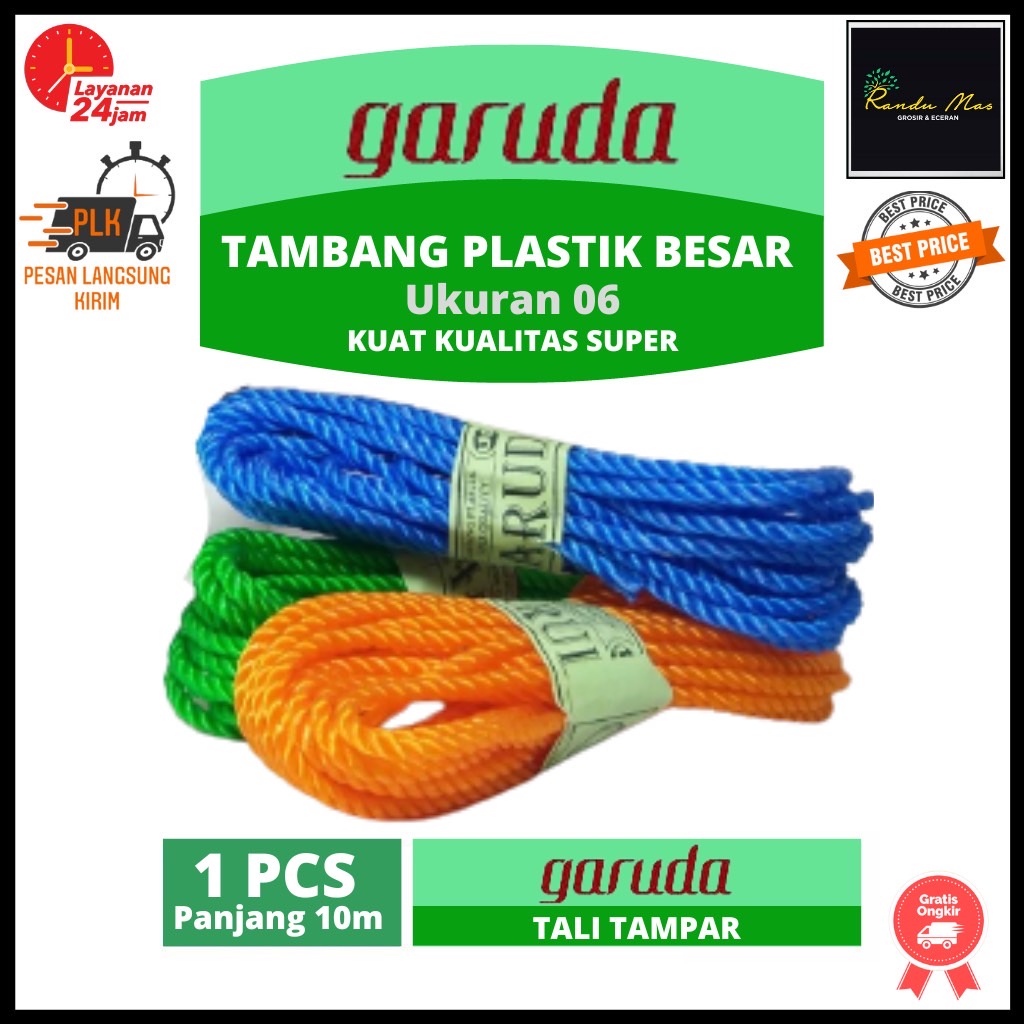 Tali Tampar Tambang Plastik Besar Panjang 10 Meter Pengikat Barang Warna Warni Halus Qualitas Eksport Original